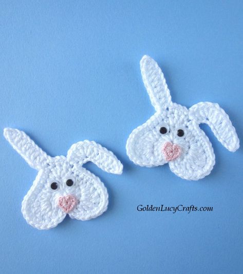 Crochet Bunny applique, heart bunny, free crochet pattern, Somebunny Loves You! Crochet Bunny Pattern Free, Bunny Pattern Free, Bunny Free Crochet Pattern, Crochet Pattern Bunny, Crochet Snail, Bunny Applique, Somebunny Loves You, Easter Applique, Crochet Tree