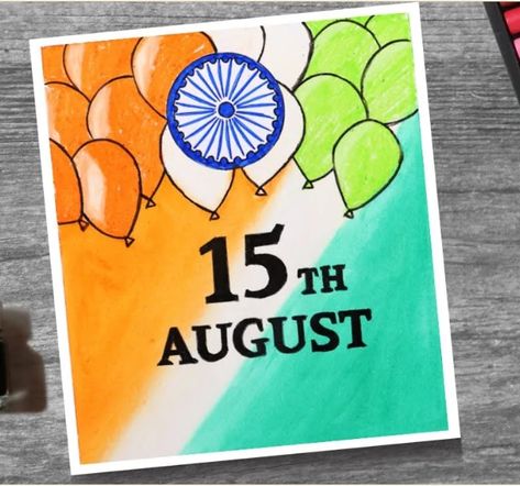 Independence day drawing - oil pastels 15 August Drawing, August Drawing, Drawing With Oil Pastels, Basic Drawing For Kids, Hearts Paper Crafts, Independence Day Drawing, Craft Work For Kids, Tree Drawings Pencil, Line Art Images