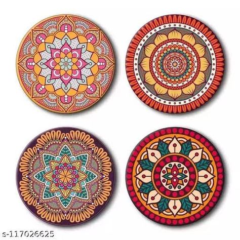 Coasters Ideas, Handpainted Coasters, Art Coaster, Ramadan Activities, Board Painting, Mandala Art Therapy, Tea Coaster, Painted Jewelry, Art Painting Gallery