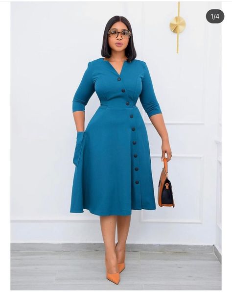 Office Dresses For Women Work Attire, Church Dresses For Women Classy Chic, Flare Dress Outfit Classy, Office Gown, Corporate Gowns, Corporate Outfit, African Attire Dresses, Modest Dresses Fashion, Corporate Dress