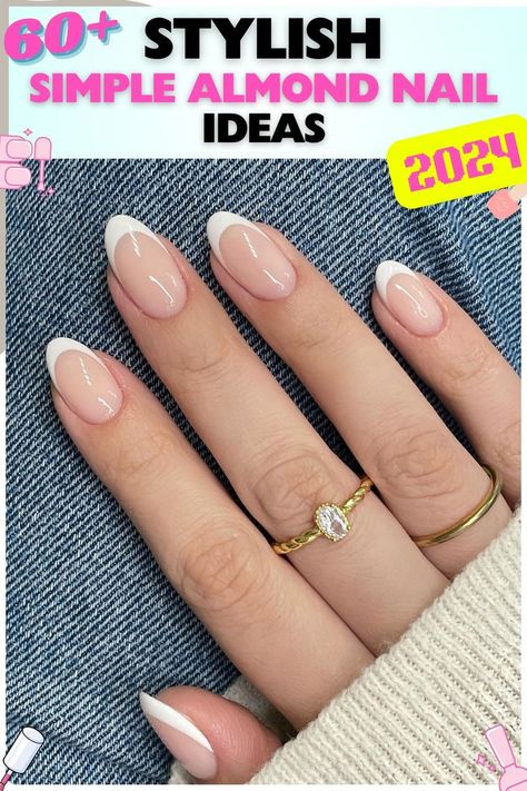 Simple almond nails with classic French tips, medium length, elegant design, suitable for weddings or formal events, glossy finish, acrylic material. French Nails With Almond Shape, Oval Nail Shape Designs, Gel X Nails Almond French Tip, Simple Acrilyc Nails Almond, Wedding Nails Almond Shape Classy, French Tip Sns Nails Almond, Small Almond French Tip Nails, French Tip Acrylic Nails Almond Color, Short Almond French Tip Acrylic Nails