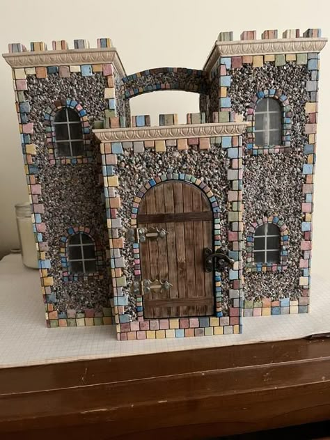 Wood Castle Dollhouse, Castle Dollhouse Ideas, Michaels Castle Dollhouse, Doll House Castle, Wooden Haunted House, Viking Buildings, Bunny Castle, Wooden Toy Castle, Dollhouse Castle