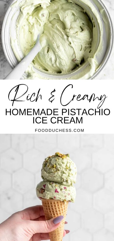 Homemade Pistachio Ice Cream, Homemade Ice Cream Recipes Machine, Pistachio Paste, Ice Cream Recipes Machine, Custard Ice Cream, Freezing Point, Gelato Recipe, Cream Custard, Ice Cream Maker Recipes