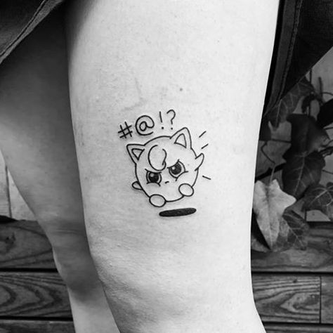 Jigglypuff Tattoo, Pikachu Tattoo Design, Gengar Tattoo, Lilo And Stitch Tattoo, Pikachu Tattoo, Gamer Tattoos, Wicked Tattoos, Scary Tattoos, Pokemon Tattoo