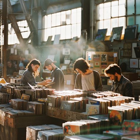 "Vintage Record Shopping: Young people explore bins of vinyl records in a cozy #recordstore filled with nostalgia and #vinylcommunity. #retrovibes #musicislife #aiart #aiphoto #stockcake ⬇️ Download and 📝 Prompt 👉 https://stockcake.com/i/vintage-record-shopping_834672_777438". Record Shopping, Stock Photos People, Vinyl Records Music, Social Media Landscape, Green Scenery, Abstract Fashion, Record Shop, Music Shop, Public Records