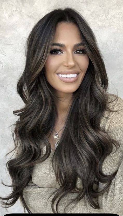 Hair With Highlights And Lowlights, Black Hair Balayage, Dark Brunette Hair, Ash Hair Color, Brown Hair Inspo, Brunette Hair With Highlights, Hair With Highlights, Balayage Hair Dark, Black Hair With Highlights