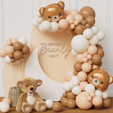 Bear Balloon Garland Arch Kit 121pcs Sand White Brown and Bear Foil Woodland Animal Balloons for We Can Bearly Waits Bear Theme Birthday Party Supplies Bear Balloon Garland, Teddy Bear Birthday Theme, Bear Theme Birthday, Baby Shower Balloon Garland, Photo Collage Ideas, Animal Balloons, Birthday Pinata, Bear Baby Shower Theme, Bear Balloon