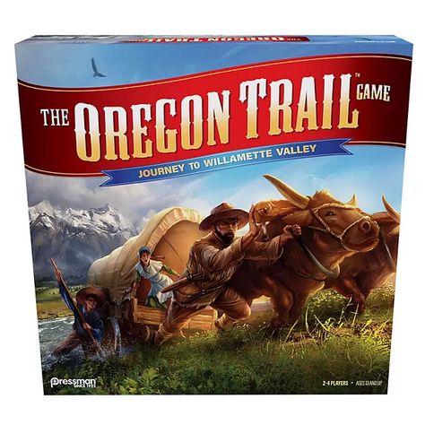 Pressman The Oregon Trail: Journey to Willamette Valley Oregon Trail Game, Mexican Train Dominoes, Wagon Trails, Games Journey, Valley Game, Independence Mo, The Oregon Trail, Oregon Trail, Willamette Valley