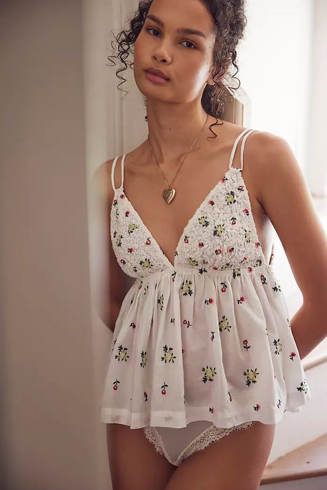 Camis + Tank Tops | Free People Sleepwear Fashion, Cool Summer Outfits, Womens Camisoles, Babydoll Style, Free People Intimates, Pretty Lingerie, Cami Tanks, Boho Tops, Lace Tops