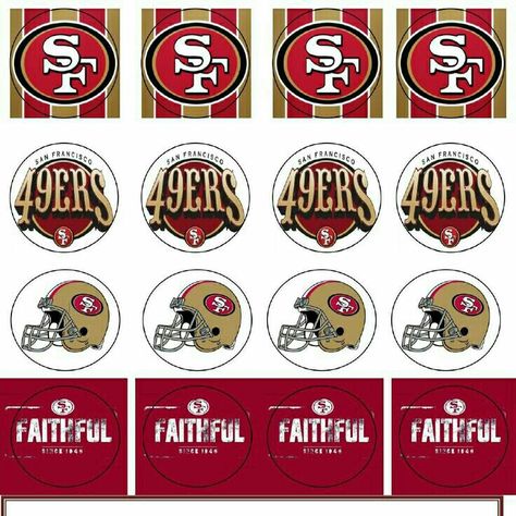 Recortes de 49ers 49ers Crafts, 49ers Birthday Party, 49ers Party, 49ers Colors, Football Candy, Trophy Diy, Super Bowl Trophy, Cupcake Toppers Free, Football Theme Party