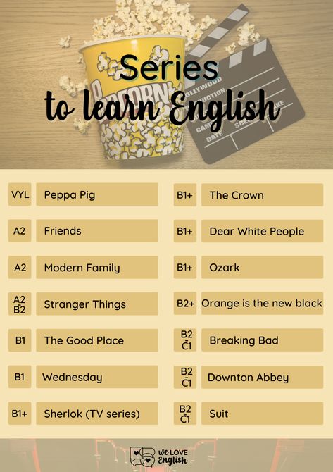 🎬 In summer, we usually have more free time, so here you have some series to watch in English and keep on learning while enjoying yourselves. If you have already watched them, why not trying now in English? #welovenglish #funlearning #seriestolearnenglish English Learning Movies, Best English Series To Watch, Learn English With Movies, English Series To Watch, Best English Movies To Watch, Best English Movies, File Decoration, Series To Watch, File Decoration Ideas