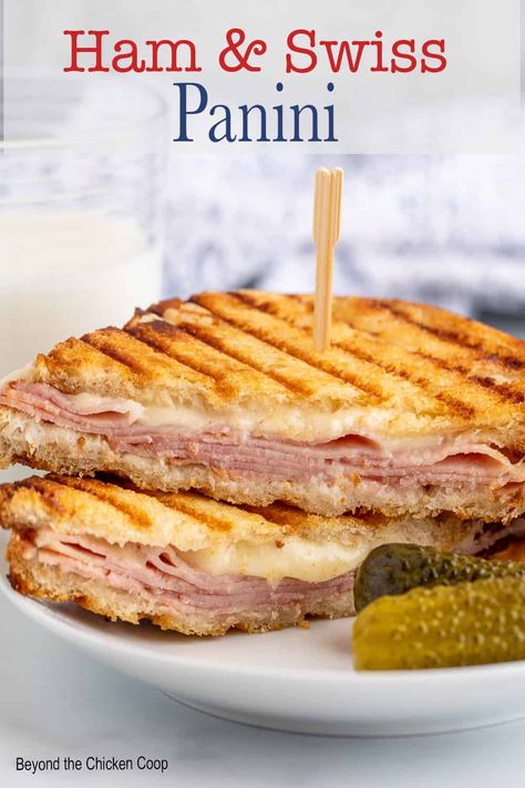 Ham and Swiss Panini Ham And Swiss Panini, Best Panini Recipes, Sandwich Meals, Panini Press Recipes, Crunchy Bread, Grilled Ham And Cheese, Ham And Swiss, Sandwhich Recipes, Panini Sandwich