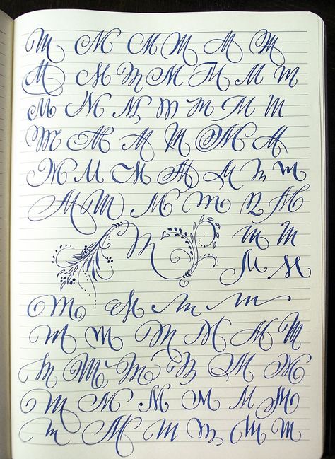 Majuscule M variants by Polish calligrapher Barbara Galinska on Behance Caligrafia Copperplate, Calligraphy Fonts Alphabet, The Letter M, Calligraphy Tutorial, Cursive Alphabet, Copperplate Calligraphy, Tattoo Lettering Fonts, Hand Lettering Art, Hand Lettering Fonts