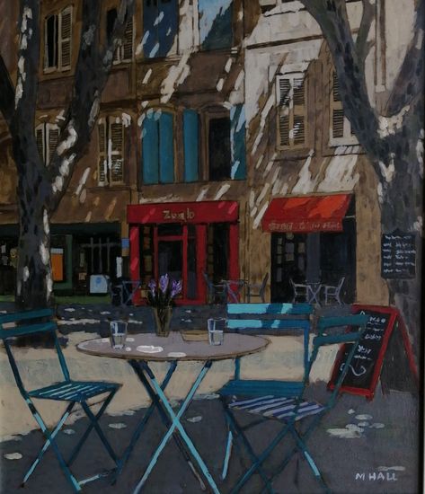 Mike Hall - Overview Hall Chairs, Welsh Cottage, Lunch Table, Cottage Painting, Art Cart, Hall Chair, Dappled Light, Street Gallery, Summer Lunch