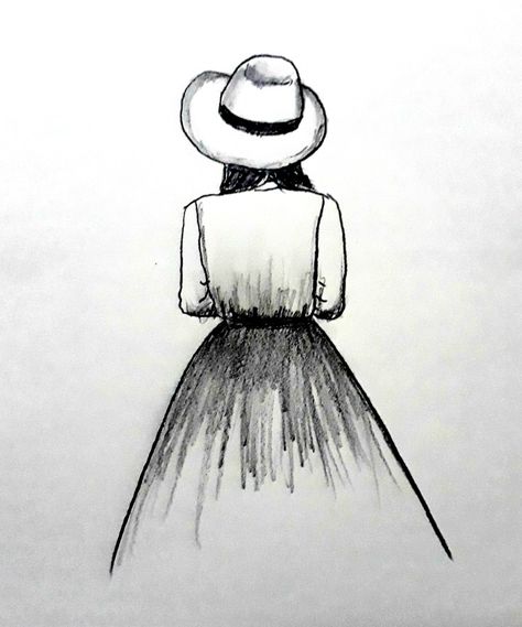 How To Draw A Hat, Draw A Girl Easy, Easy Drawing Pencil, Pencil Sketches Easy, Drawing Help, House Sketch, Harry Potter Crafts, Girl's Back, Girl Standing