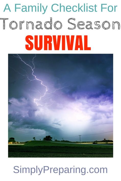 Tornado Survival Checklist for Families. Step by step information to take the fear out of tornado preparedness, including Safe Places and Emergency Kits. Ideas to keep safe during natural disasters. Tornado Bag Checklist, Tornado Bag, Tornado Prep, Tornado Preparedness, Tornado Safety, Survival Checklist, Tornado Season, Survival Fire, Survival Techniques