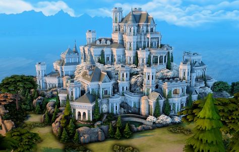 Jubie☁️ on X: "castles make life feel lighter🤍 -- heres a no cc sims 4 castle in the clouds✨ #TheSims4 #ShowUsYourBuilds @TheSims https://t.co/tvQXN02A3t" / X Sims 4 Castle, No Cc Sims, Westeros Map, Castle In The Clouds, Sims 4 House Building, Sims 4 House Design, Sims Building, Fantasy Castle, Sims 4 Build