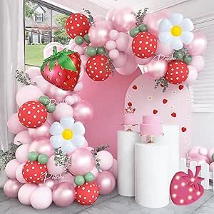 Pateeha Strawberry Balloon Arch Kit 12ft, Berry First Birthday Decor, Foil Daisy Balloons Strawberry Balloons Garland Kit for Strawberry Baby Shower Decorations Strawberry Balloon Arch, Strawberry Balloons, Daisy Balloons, First Birthday Decor, Berry First Birthday, Balloon Arch Kit, Strawberry Baby, Arch Kit, Birthday Decor