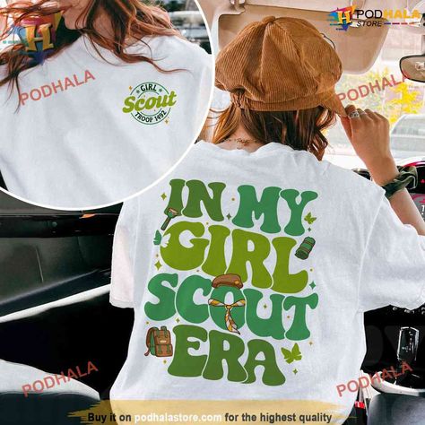 Custom Troop Number - In My Girl Scout Era Sweatshirt, Scout Leader Shirt Gift Check more at https://podhalastore.com/product/custom-in-my-girl-scout-era-sweatshirt/ Scout Leader, Girl Scout Troop, Meme Tshirts, Girl Shirt, Girl Scout, Embroidered Tshirt, Camping Shirt, Girl Scouts, Dye T Shirt