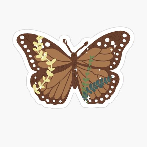 Get my art printed on awesome products. Support me at Redbubble #RBandME: https://www.redbubble.com/i/sticker/Woodland-Butterfly-by-joanna31124/46942769.JCQM3?asc=u Vintage Paper Printable, Vintage Phone Case, Chart Ideas, Old Paper Background, Bullet Journal Paper, Cute Laptop Stickers, Butterfly Printable, Computer Sticker, Nature Stickers