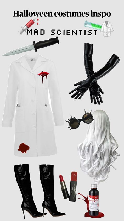 Halloween costumes ideas Mad scientist #madscientistaesthetic #scientist #halloween #halloweencostumeinspo #costumeideas Scientist Halloween Costume, Mad Scientist Halloween Costume, Mad Scientist Costume, Scientist Costume, Mad Scientist Halloween, Halloween Costumes Ideas, Costumes Ideas, Mad Scientist, Halloween Decor