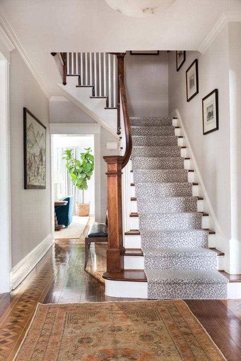 Colonial Staircase, Cece Barfield Thompson, Cece Barfield, Updated Colonial, Colonial Home Interior, Colonial Remodel, Colonial House Interior, Pergola Outdoor Living, Center Hall Colonial