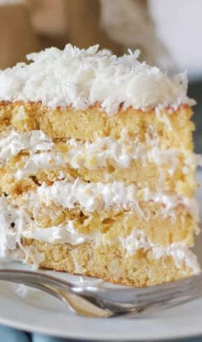 A Slice Of Cake, Coconut Dessert, Coconut Cake Recipe, Slice Of Cake, Coconut Desserts, Torte Cupcake, Dessert Aux Fruits, A Piece Of Cake, Coconut Recipes