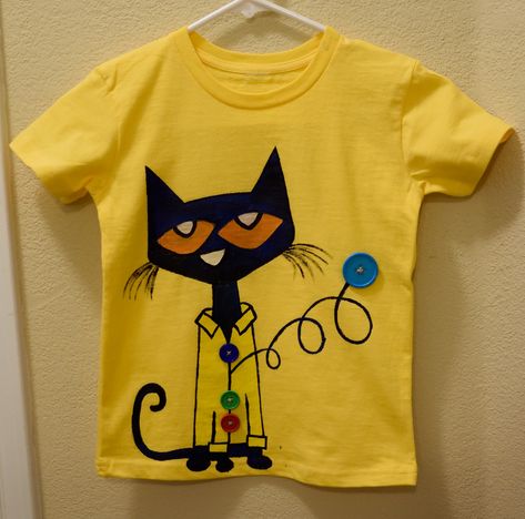 Pete the Cat - Four Groovy Buttons T shirt . Yellow Pete The Cat Shirt Diy, Pete The Cat Shirt, Pete The Cat T Shirt, 70s Typography, Yellow Y2k Graphic Print T-shirt, Pete The Cat Buttons, Silly Shirts, Garfield Shirt Aesthetic, Vintage Cat Shirt