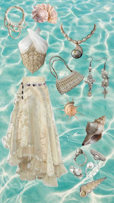 Mermaidcore mermaid mermaid outfits. Outfit ideas siren inspiration for outfits. Summer closet ideas Island Outfits Tropical, Mermaid Core Outfit, Mermaidcore Outfit, Princesscore Aesthetic, Ocean Outfits, Ren Faire Outfits, Mermaid Core, Coconut Dream, Mermaid Outfit