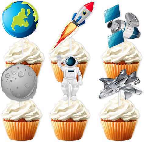 18pcs Glitter Dessert Cupcake Topper for Astronaut Spacecraft Planet Space Rocket Celestial Day Theme Decor Supplies Baby Shower Boy Girl Happy Birthday Celestial Day Party Decoration #ad #space #outerspace #outerspacebirthdayparty #birthdayparty #cupcaketoppers #outerspacebirthdaycupcakes Outer Space Birthday, Space Rocket, Space Birthday, Dessert Cupcakes, Cupcake Topper, Day Party, Birthday Cupcakes, Spacecraft, Baby Boy Shower