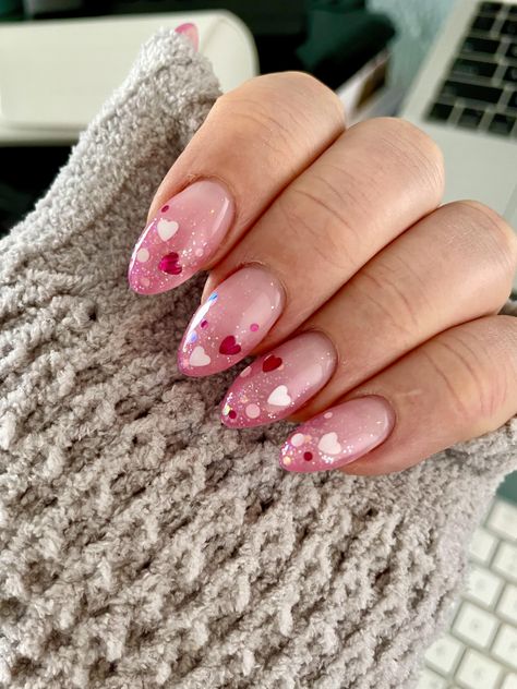 Cute February Nails Almond, Nail Valentine, Valentine Nail, Nail Acrylic, February Nails, Valentine Nails, Almond Nails Designs, Cute Summer Nails, Nails Only