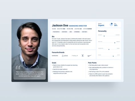 Free User Persona Template - Figma by Enzo Colasante User Persona Template, Persona Ux, Persona Template, Cv Website, Personas Design, Mobile Application Design, Crm System, Web Ui Design, Website Design Layout