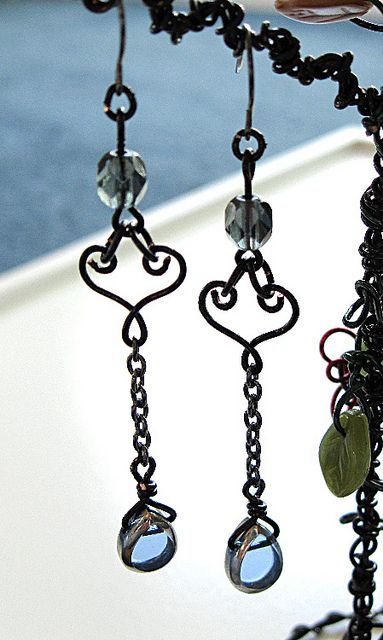 Gothic wirework earrings Gothic Earrings Diy, Gothic Metal Earrings With Ear Wire, Punk Style Dangle Earrings With Ear Wire, Elegant Black Chandelier Earrings With Ear Wire, Black Chandelier Drop Earrings With Ear Wire, Handmade Gothic Drop Earrings, Gothic Jewelry Diy, Jewelry Box Diy, Jewelry Making Earrings