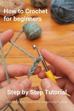 Learn Crochet Beginner, Easy Beginner Crochet Patterns, Beginning Crochet, Hopelessly Devoted, Crochet Stitches Guide, Picture Tutorial, Beginner Crochet Tutorial, Crochet For Beginners Blanket, Easy Crochet Stitches