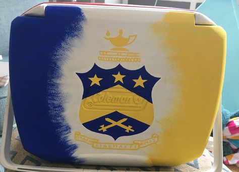 Pi Kappa Phi Fraternity Cooler - Bikeathon Pi Kapp Frat Cooler, Phi Psi Frat Cooler, Phi Tau Formal Cooler, Pi Kappa Phi Cooler, Frat Coolers Pi Kappa Phi, Pi Kapp, Painted Coolers For Guys Fraternity, Beer Pong Table Diy, Diy Beer Pong