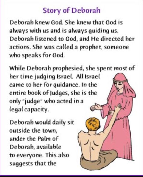 Deborah in the Bible Deborah Bible Story, Bible Stories For Kids Sunday School, Bible Deborah, Deborah The Judge, Deborah From The Bible, Deborah Bible, Deborah In The Bible, Kids Bible Stories, Story Kids