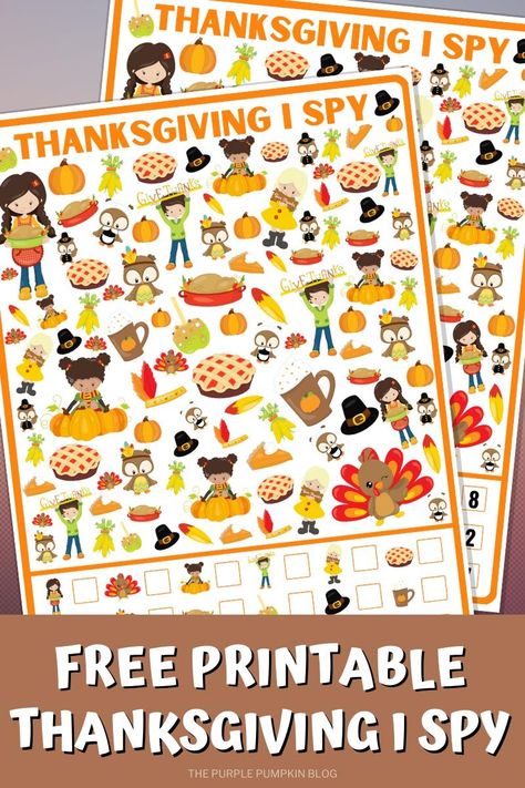 Thanksgiving I Spy Free Printable, Thanksgiving I Spy, Free Printable Thanksgiving, Fun Activity For Kids, Thanksgiving Worksheets, Free Thanksgiving Printables, I Spy Games, Spy Games, Turkey Crafts