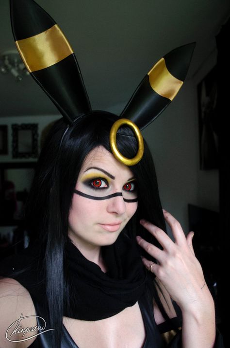 My Umbreon Gijinka cosplay for more of my progress and updates follow me on facebook : www.facebook.com/KinpatsuCospl… Umbreon Cosplay Makeup, Umbreon Makeup, Umbreon Costume, Umbreon Gijinka, Umbreon Cosplay, Umbreon Art, Couples Cosplay, Couple Cosplay, Pokemon Costumes