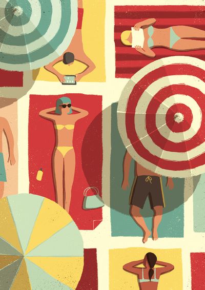 Narrative - Davide Bonazzi Davide Bonazzi, 달력 디자인, Motif Art Deco, Beach Illustration, Arte Inspo, Poster Vintage, Beach Art, Art Paint, Graphic Illustration