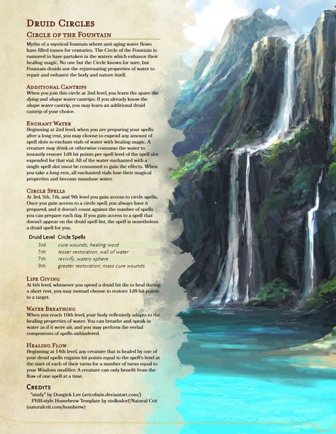 Druid Homebrew, Water Druid, Sorcerer 5e, Wild Magic, Dnd Druid, D D Classes, Dnd Races, Dnd Classes, Dungeon Master's Guide