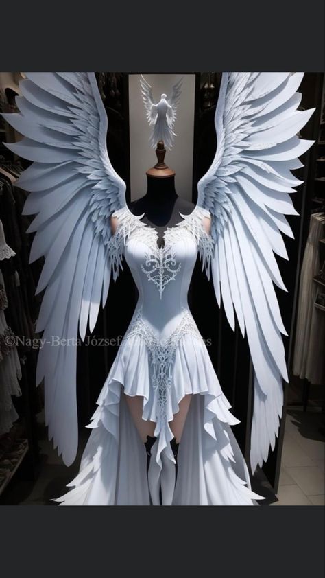 Fantasy Angel Outfit, Firefly Path Dresses, Angle Outfit, Demon Clothing, Demon Dress, Angel Outfits, Fairy Wings Costume, Wing Dress, Angel Dresses