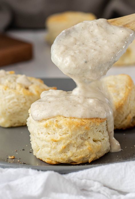 Biscuits And Gravy Without Sausage, Gravy Without Sausage, Vegetarian Biscuits And Gravy, Black Pepper Gravy, Homemade Biscuits And Gravy, Easy Biscuits And Gravy, Breakfast Gravy, Biscuits And Gravy Recipe, Homemade Gravy For Biscuits