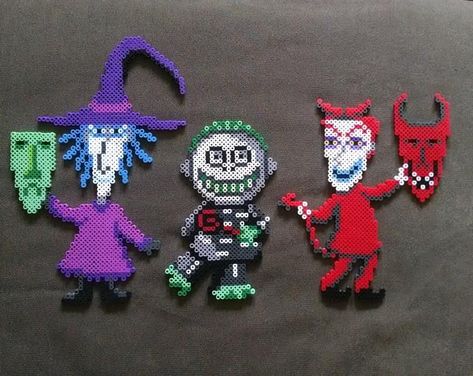 Fandom Perler Bead Patterns, Lock Shock And Barrel Cross Stitch, Scary Perler Bead, Nightmare Before Christmas Melty Beads, Nightmare Before Christmas Hama Beads, Nightmare Before Christmas Plastic Canvas Patterns Free, Perler Nightmare Before Christmas, Perler Bead Nightmare Before Christmas, Tim Burton Perler Beads