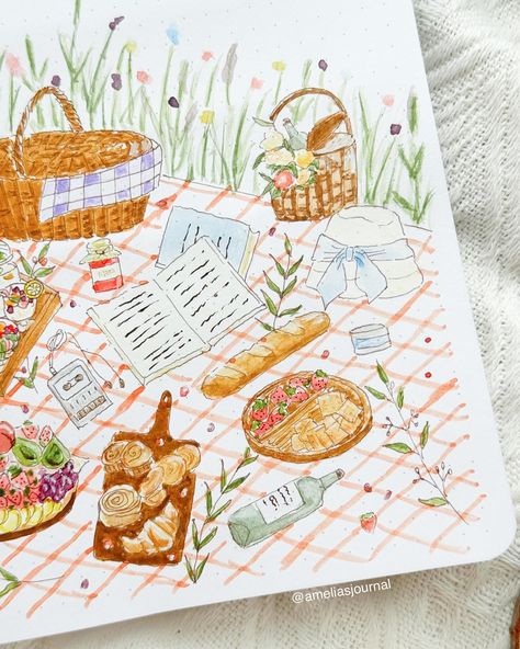 June Drawings, June Watercolor, June Journal, Watercolor Calendar, Picnic Theme, Paint Water, Start Painting, Bujo Ideas, My Journal