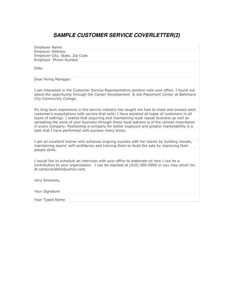 Customer Service Cover Letter - How to write a Customer Service Cover Letter? Download this Customer Service Cover Letter template now!