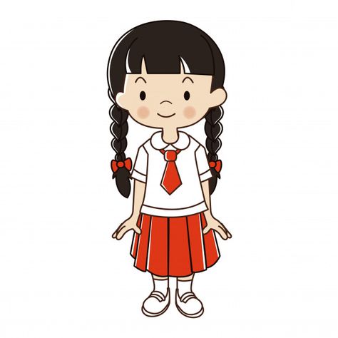 Thai girl in student uniform illustratio... | Premium Vector #Freepik #vector #school #people #girl #character Buldak Recipe, People Animation, Uniform Illustration, Orla Infantil, Teacher Picture, Student Uniform, Premium Vector Cartoon, Student Picture, Student Cartoon