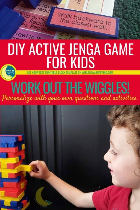 Active Jenga Game for Kids helps get the wiggles out with this twist on the classic game we all love.  Stuck inside? Make this fun game that will help everyone get rid of some of that pent up energy! Jenga With A Twist, Twist For Kids, Games With Kids, Deaf Education, Jenga Game, Grandparenting, Amazing Crafts, Quiet Activities, Parenting Strategies