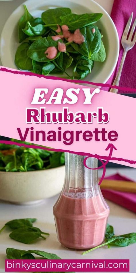 Rhubarb Vinaigrette, Healthy Rhubarb Recipes, Easy Marinades, Rhubarb Desserts, Pecan Salad, Salad Dressing Recipes Homemade, Condiment Recipes, Rhubarb Recipes, Strawberry Rhubarb