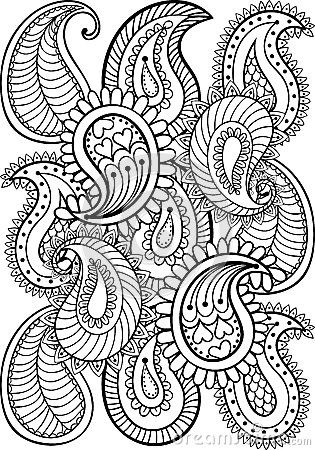 Hand Drawn Paisley Pattern For Adult Coloring Page A4 Size Stock ... Paisley Coloring Pages, Paisley Color, Pattern Coloring Pages, Printable Adult Coloring Pages, Hand Drawn Vector Illustrations, Floral Printables, Handwriting Practice, Zentangle Patterns, Animal Coloring Pages