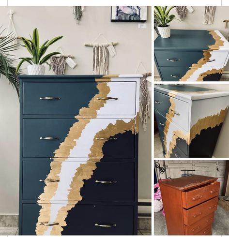 Abstract Dresser Painting, Metal Cupboard Makeover, Reimagined Furniture, Dresser Painting, Glam Bedroom Ideas, Metal Cupboard, Cupboard Makeover, Upcycle Home, Salvaged Inspirations